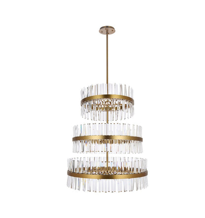 Elegant Furniture & Lighting - Serephina 36 inch 3 tiers crystal round chandelier light in satin gold - 6200G36L3SG veiw 1