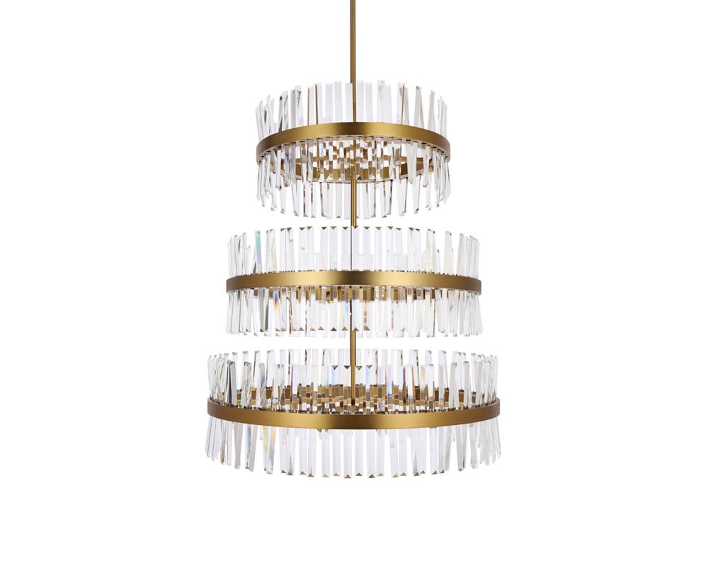 Elegant Furniture & Lighting - Serephina 36 inch 3 tiers crystal round chandelier light in satin gold - 6200G36L3SG veiw 3