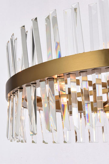 Elegant Furniture & Lighting - Serephina 36 inch 3 tiers crystal round chandelier light in satin gold - 6200G36L3SG veiw 4