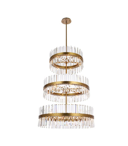 Elegant Furniture & Lighting - Serephina 36 inch 3 tiers crystal round chandelier light in satin gold - 6200G36L3SG veiw 7