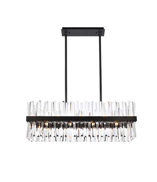 Elegant Furniture & Lighting - Serephina 36 inch crystal rectangle chandelier light in black - 6200G36BK veiw 1