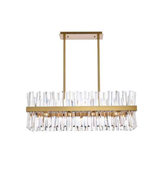 Elegant Furniture & Lighting - Serephina 36 inch crystal rectangle chandelier light in satin gold - 6200G36SG veiw 1