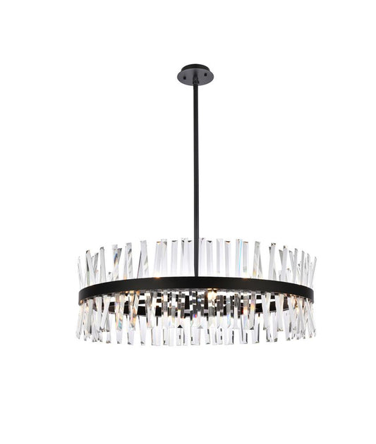 Elegant Furniture & Lighting - Serephina 36 inch crystal round chandelier light in black - 6200D36BK veiw 1