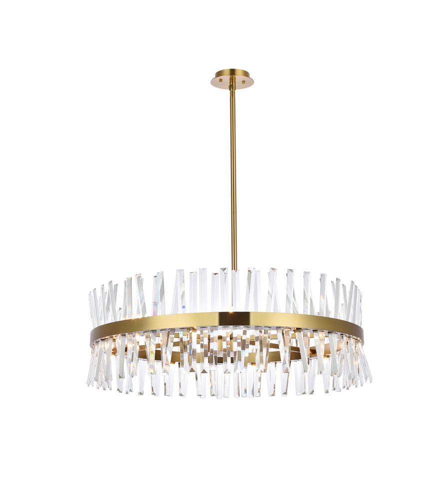Elegant Furniture & Lighting - Serephina 36 inch crystal round chandelier light in satin gold - 6200D36SG veiw 1