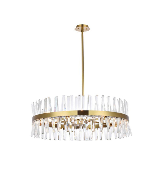 Elegant Furniture & Lighting - Serephina 36 inch crystal round chandelier light in satin gold - 6200D36SG veiw 1