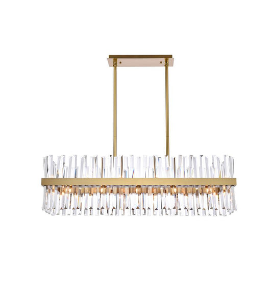Elegant Furniture & Lighting - Serephina 42 inch crystal rectangle chandelier light in satin gold - 6200G42SG veiw 1