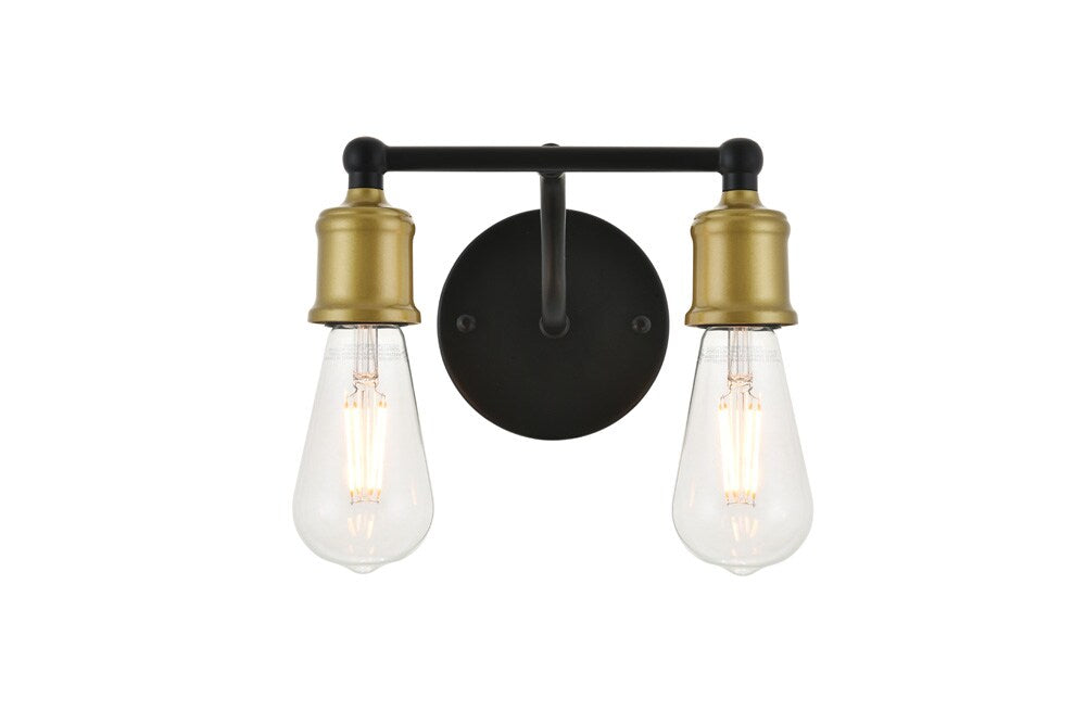 Elegant Furniture & Lighting - Serif 2 light brass and black Wall Sconce - LD4028W9BRB veiw 1
