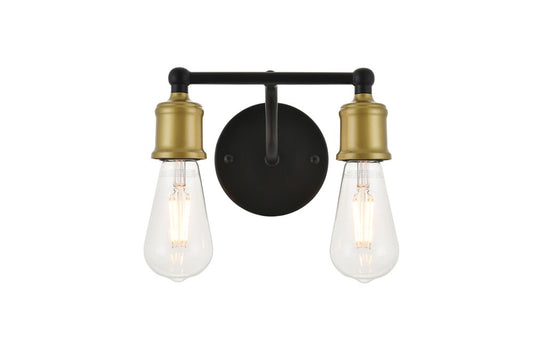 Elegant Furniture & Lighting - Serif 2 light brass and black Wall Sconce - LD4028W9BRB veiw 1