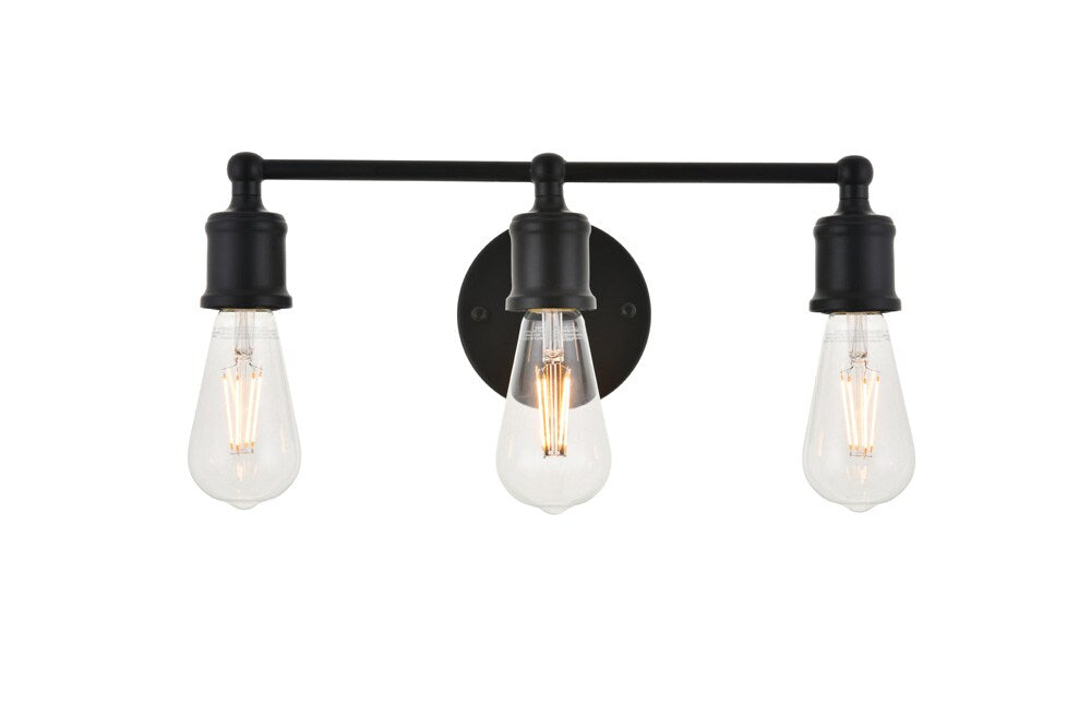 Elegant Furniture & Lighting - Serif 3 light black Wall Sconce - LD4028W16BK veiw 1