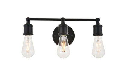 Elegant Furniture & Lighting - Serif 3 light black Wall Sconce - LD4028W16BK veiw 1
