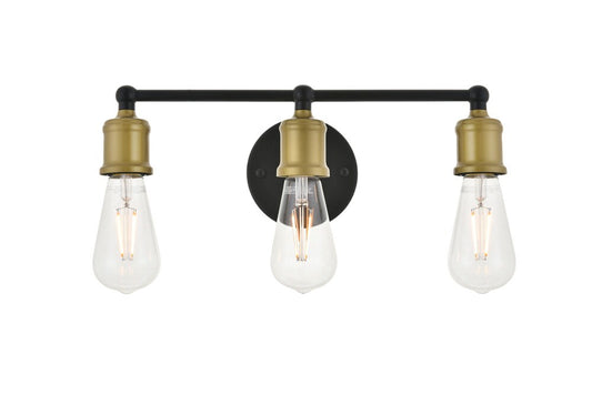 Elegant Furniture & Lighting - Serif 3 light brass and black Wall Sconce - LD4028W16BRB veiw 1