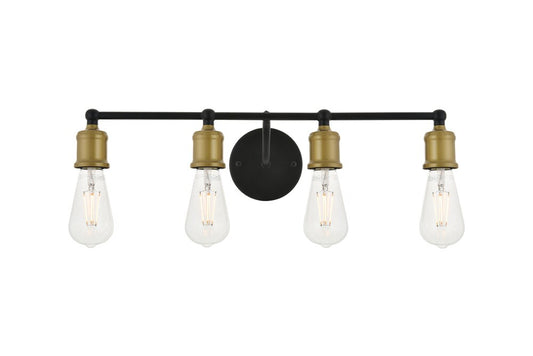 Elegant Furniture & Lighting - Serif 4 light brass and black Wall Sconce - LD4028W22BRB veiw 1