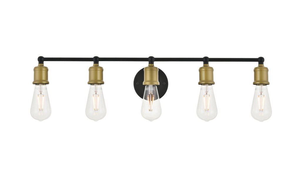 Elegant Furniture & Lighting - Serif 5 light brass and black Wall Sconce - LD4028W29BRB veiw 1