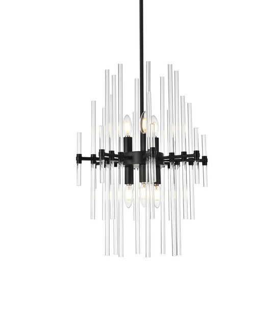 Elegant Furniture & Lighting - Sienna 17 inch crystal rod pendant in black - 2502D17BK veiw 1