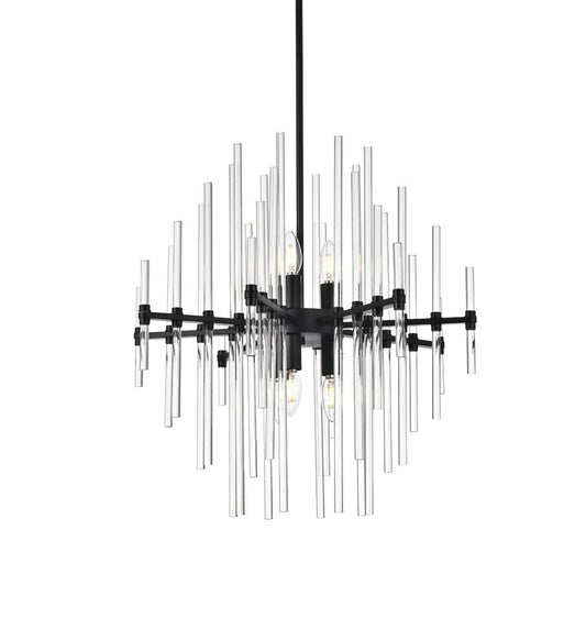 Elegant Furniture & Lighting - Sienna 23 inch crystal rod pendant in black - 2502D23BK veiw 1