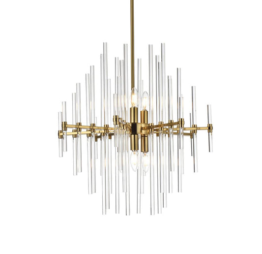Elegant Furniture & Lighting - Sienna 23 inch crystal rod pendant in gold - 2502D23SG veiw 1