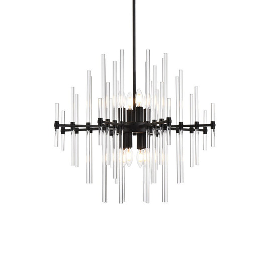 Elegant Furniture & Lighting - Sienna 27 inch crystal rod pendant in black - 2502D27BK veiw 1
