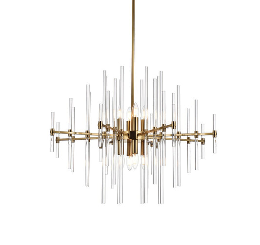 Elegant Furniture & Lighting - Sienna 27 inch crystal rod pendant in gold - 2502D27SG veiw 1
