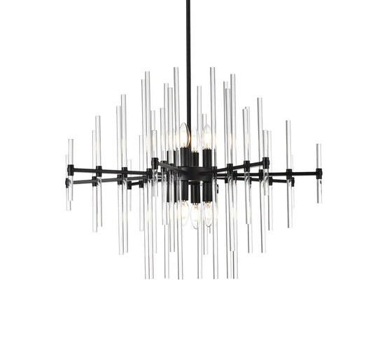 Elegant Furniture & Lighting - Sienna 31 inch crystal rod pendant in black - 2502D31BK veiw 1