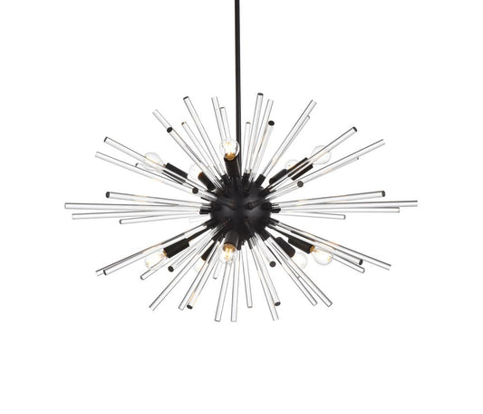 Elegant Furniture & Lighting - Sienna 32 inch crystal rod pendant in black - 2502D32BK veiw 1