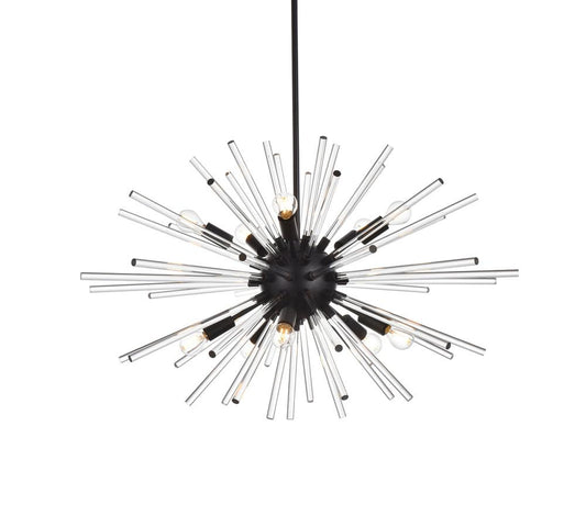 Elegant Furniture & Lighting - Sienna 36 inch crystal rod pendant in black - 2502D36BK veiw 1