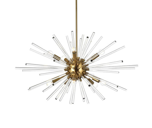 Elegant Furniture & Lighting - Sienna 36 inch crystal rod pendant in gold - 2502D36SG veiw 1