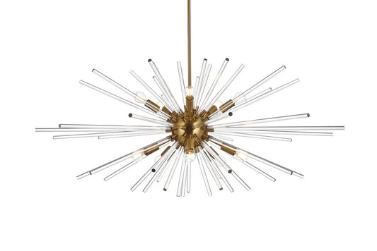 Elegant Furniture & Lighting - Sienna 42 inch crystal rod pendant in gold - 2502D42SG veiw 1
