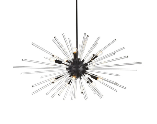 Elegant Furniture & Lighting - Sienna 46 inch crystal rod pendant in black - 2502D46BK veiw 1