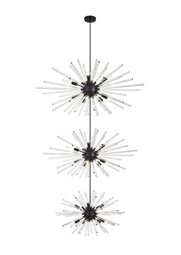 Elegant Furniture & Lighting - Sienna 46 inch three tiers crystal starburst chandelier in black - 2502G46L3BK veiw 1