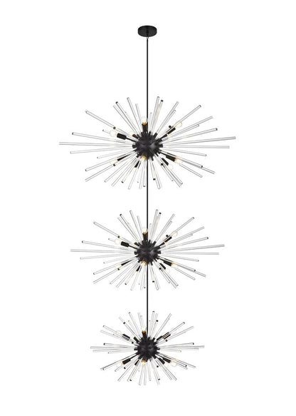 Elegant Furniture & Lighting - Sienna 46 inch three tiers crystal starburst chandelier in black - 2502G46L3BK veiw 1