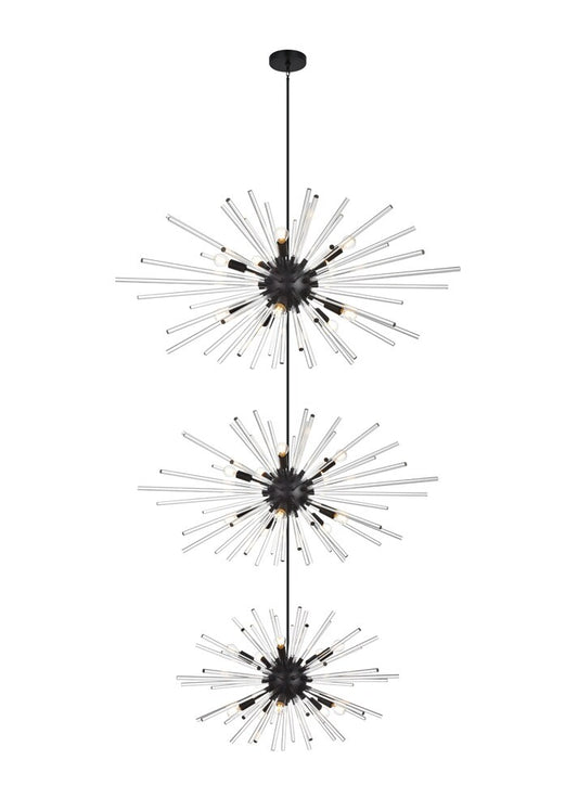 Elegant Furniture & Lighting - Sienna 46 inch three tiers crystal starburst chandelier in black - 2502G46L3BK veiw 1
