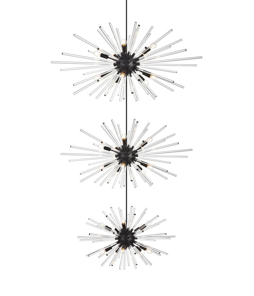 Elegant Furniture & Lighting - Sienna 46 inch three tiers crystal starburst chandelier in black - 2502G46L3BK veiw 3