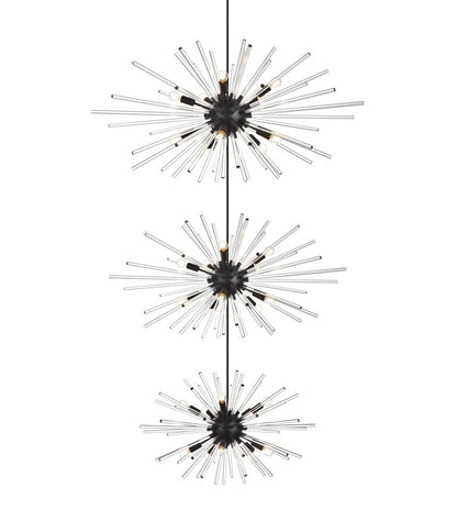 Elegant Furniture & Lighting - Sienna 46 inch three tiers crystal starburst chandelier in black - 2502G46L3BK veiw 3