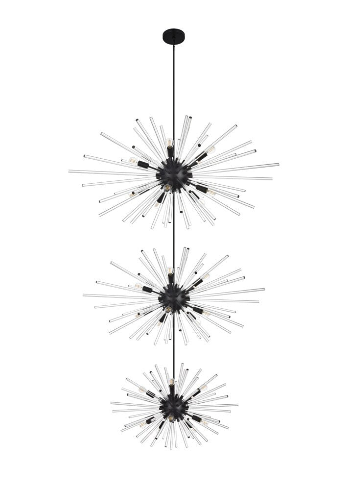 Elegant Furniture & Lighting - Sienna 46 inch three tiers crystal starburst chandelier in black - 2502G46L3BK veiw 7