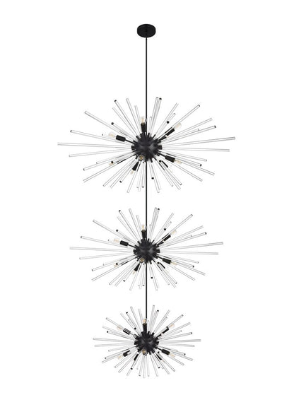 Elegant Furniture & Lighting - Sienna 46 inch three tiers crystal starburst chandelier in black - 2502G46L3BK veiw 7