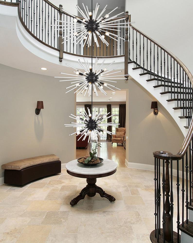 Elegant Furniture & Lighting - Sienna 46 inch three tiers crystal starburst chandelier in black - 2502G46L3BK veiw 8