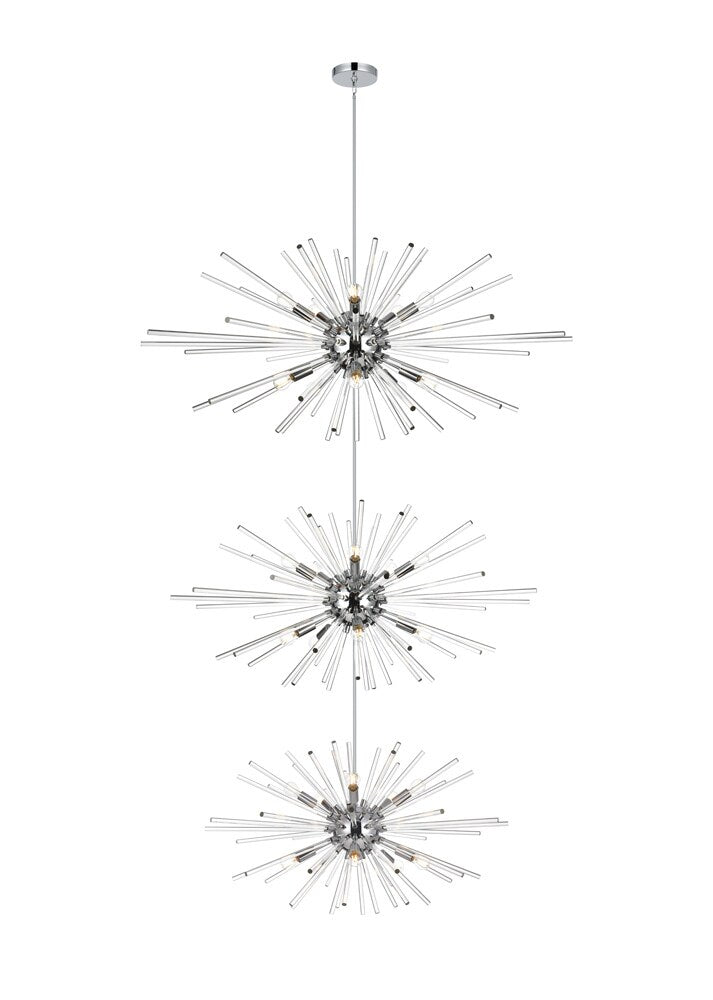 Elegant Furniture & Lighting - Sienna 46 inch three tiers crystal starburst chandelier in chrome - 2502G46L3C veiw 1