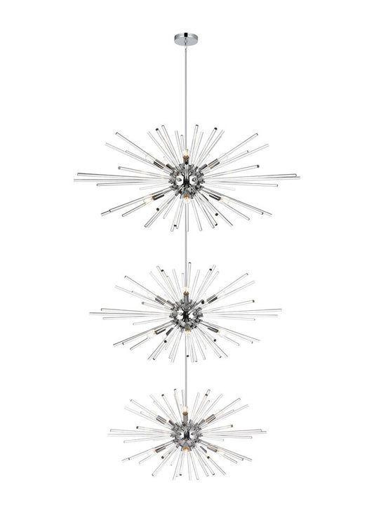Elegant Furniture & Lighting - Sienna 46 inch three tiers crystal starburst chandelier in chrome - 2502G46L3C veiw 1