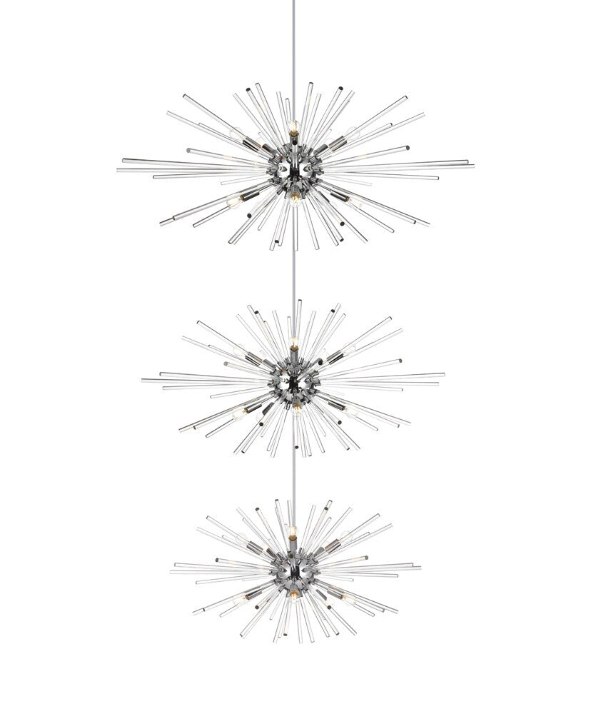 Elegant Furniture & Lighting - Sienna 46 inch three tiers crystal starburst chandelier in chrome - 2502G46L3C veiw 3