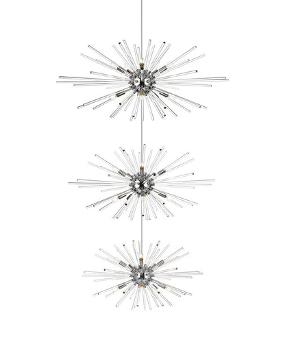 Elegant Furniture & Lighting - Sienna 46 inch three tiers crystal starburst chandelier in chrome - 2502G46L3C veiw 3