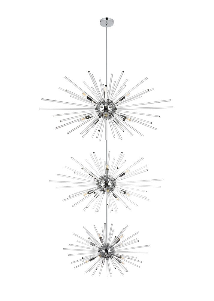 Elegant Furniture & Lighting - Sienna 46 inch three tiers crystal starburst chandelier in chrome - 2502G46L3C veiw 7