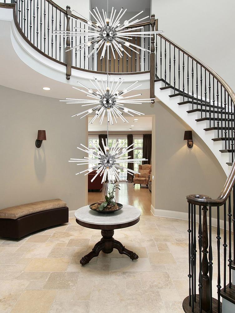 Elegant Furniture & Lighting - Sienna 46 inch three tiers crystal starburst chandelier in chrome - 2502G46L3C veiw 8