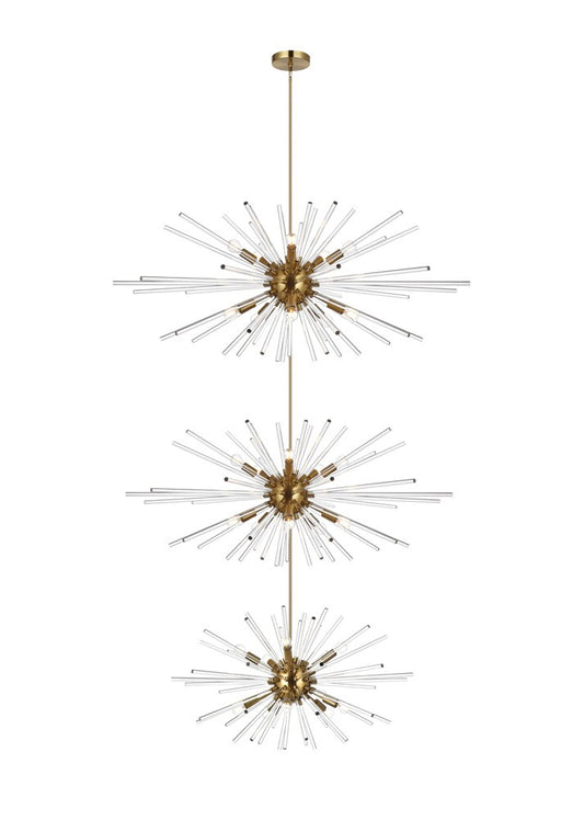 Elegant Furniture & Lighting - Sienna 46 inch three tiers crystal starburst chandelier in satin gold - 2502G46L3SG veiw 1