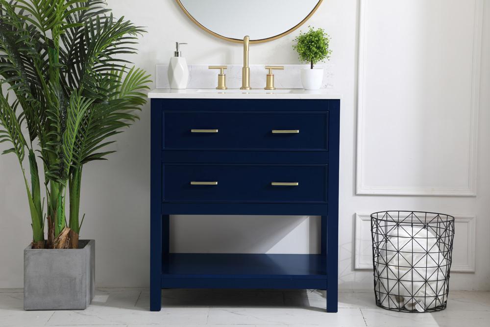 Elegant Furniture & Lighting - Sinclaire 30 inch Single Bathroom Vanity in Blue with Backsplash - VF19030BL-BS veiw 2