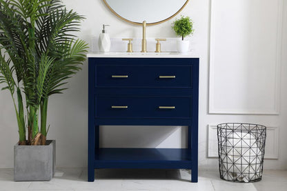 Elegant Furniture & Lighting - Sinclaire 30 inch Single Bathroom Vanity in Blue with Backsplash - VF19030BL-BS veiw 2