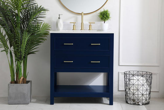 Elegant Furniture & Lighting - Sinclaire 30 inch Single Bathroom Vanity in Blue with Backsplash - VF19030BL-BS veiw 2