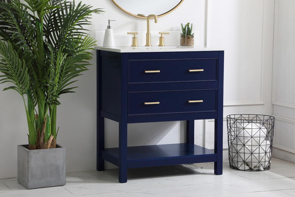 Elegant Furniture & Lighting - Sinclaire 30 inch Single Bathroom Vanity in Blue with Backsplash - VF19030BL-BS veiw 8