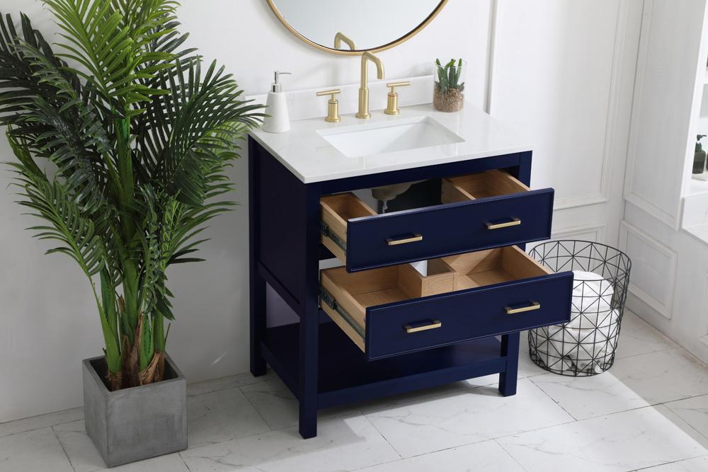 Elegant Furniture & Lighting - Sinclaire 30 inch Single Bathroom Vanity in Blue with Backsplash - VF19030BL-BS veiw 9