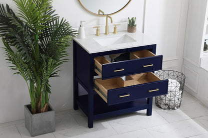 Elegant Furniture & Lighting - Sinclaire 30 inch Single Bathroom Vanity in Blue with Backsplash - VF19030BL-BS veiw 9