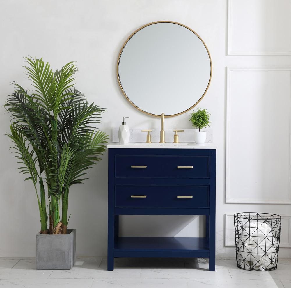 Elegant Furniture & Lighting - Sinclaire 30 inch Single Bathroom Vanity in Blue with Backsplash - VF19030BL-BS veiw 12